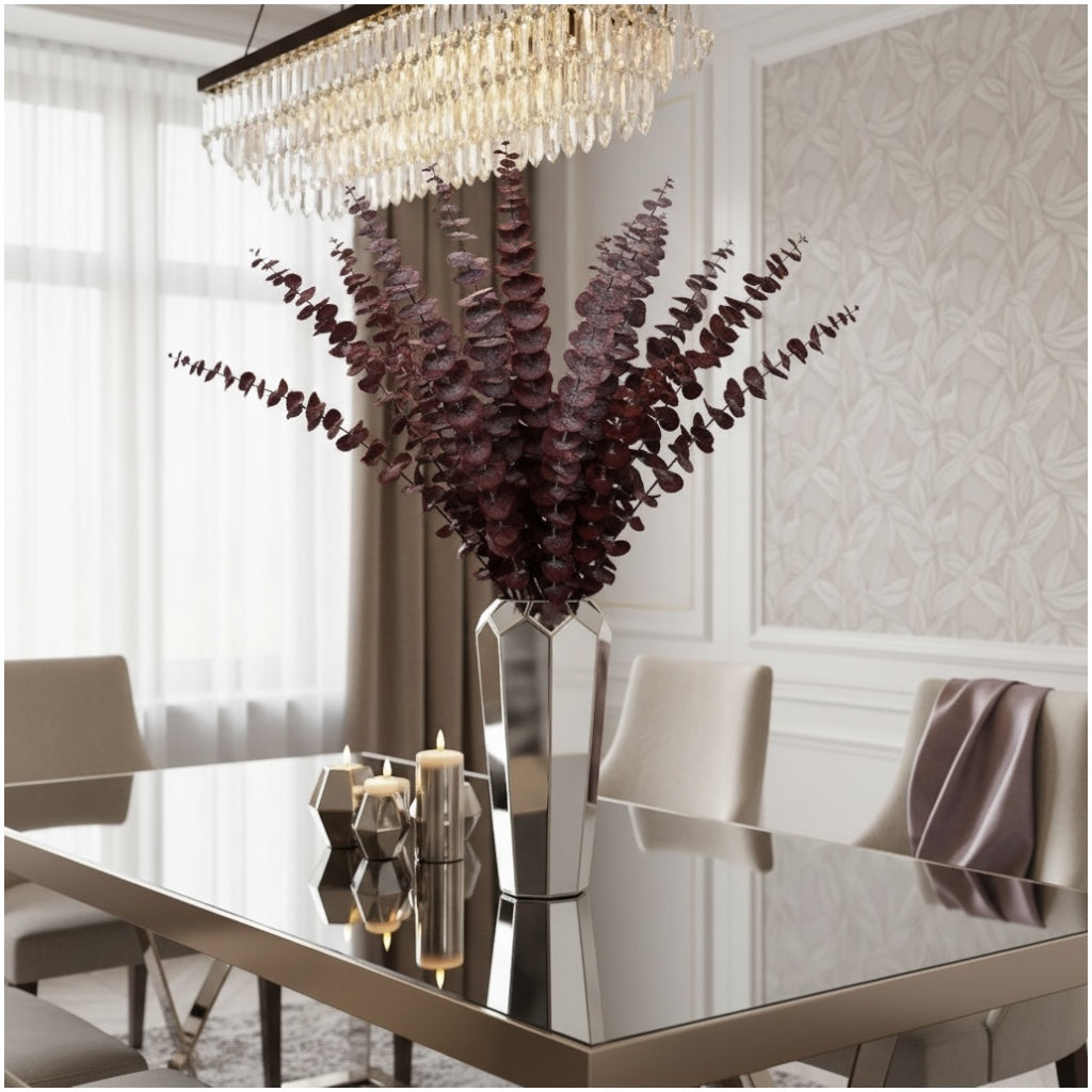 Elegant Burgundy Preserved Eucalyptus Stems – Modern Statement Déco