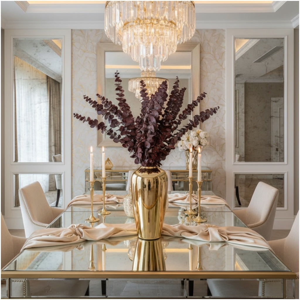 Elegant Burgundy Preserved Eucalyptus Stems – Modern Statement Déco