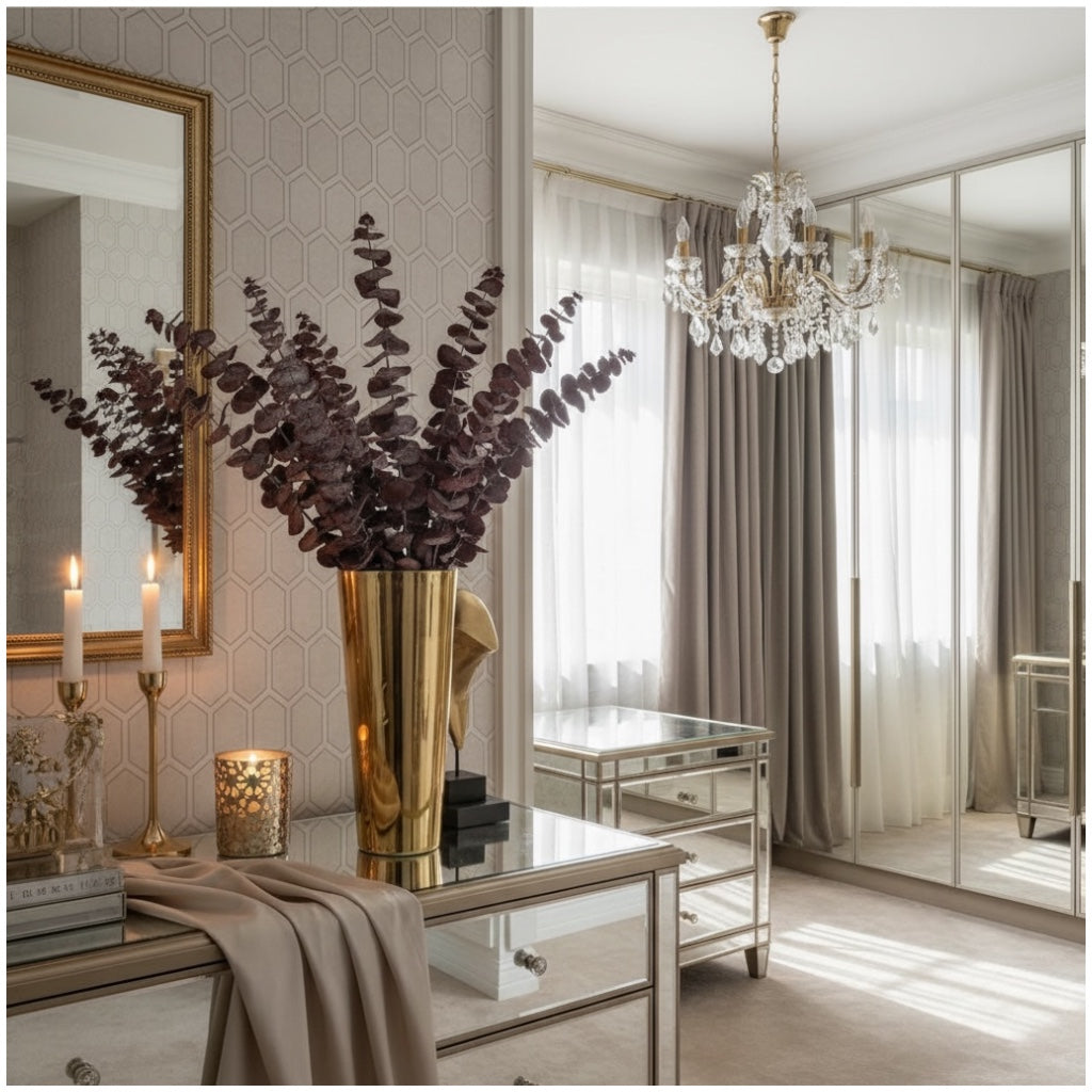 Elegant Burgundy Preserved Eucalyptus Stems – Modern Statement Déco