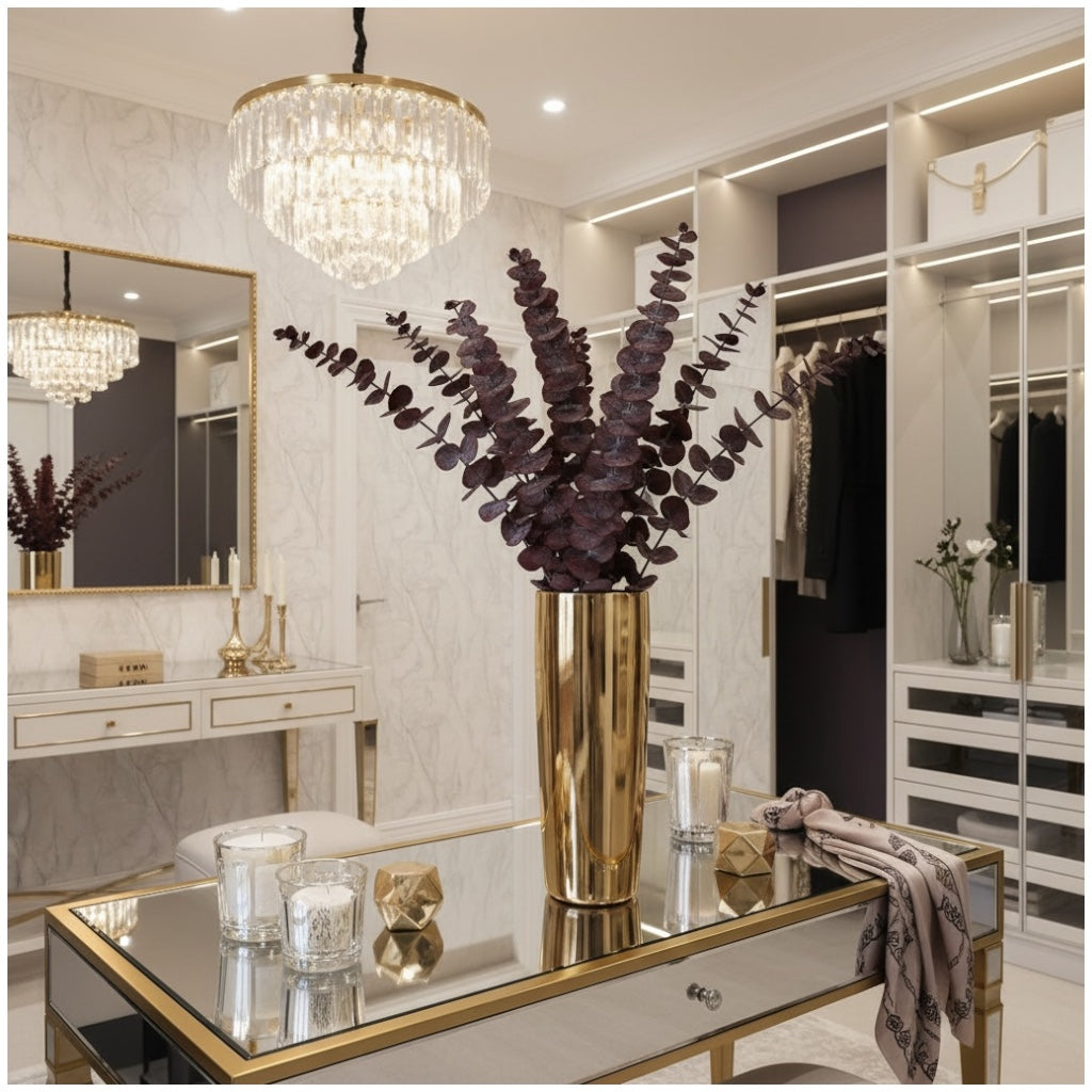 Elegant Burgundy Preserved Eucalyptus Stems – Modern Statement Déco