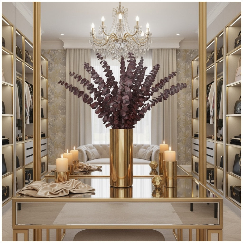 Elegant Burgundy Preserved Eucalyptus Stems – Modern Statement Déco