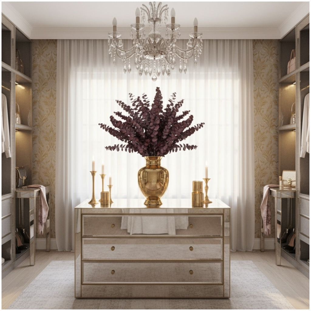 Elegant Burgundy Preserved Eucalyptus Stems – Modern Statement Déco