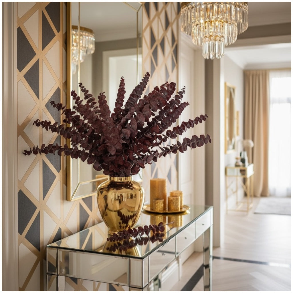 Elegant Burgundy Preserved Eucalyptus Stems – Modern Statement Déco