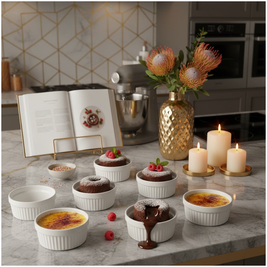 Porcelain Dessert Ramekins Set of 8 – 160ml White Oven-Safe Bowls