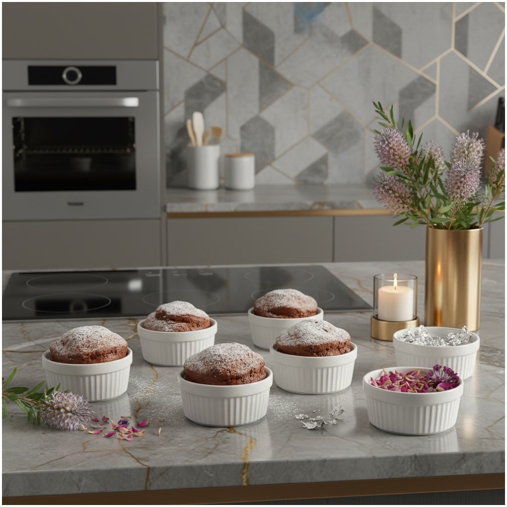 Porcelain Dessert Ramekins Set of 8 – 160ml White Oven-Safe Bowls