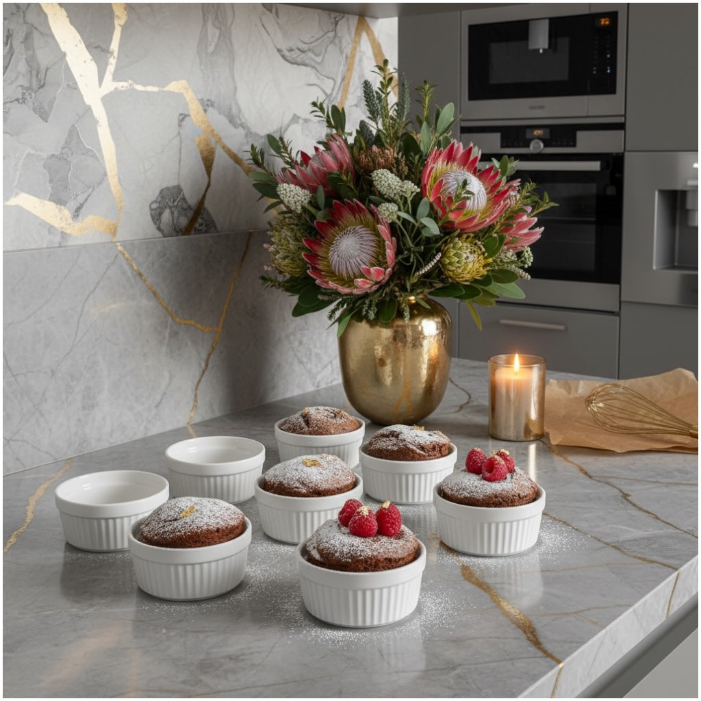 Porcelain Dessert Ramekins Set of 8 – 160ml White Oven-Safe Bowls