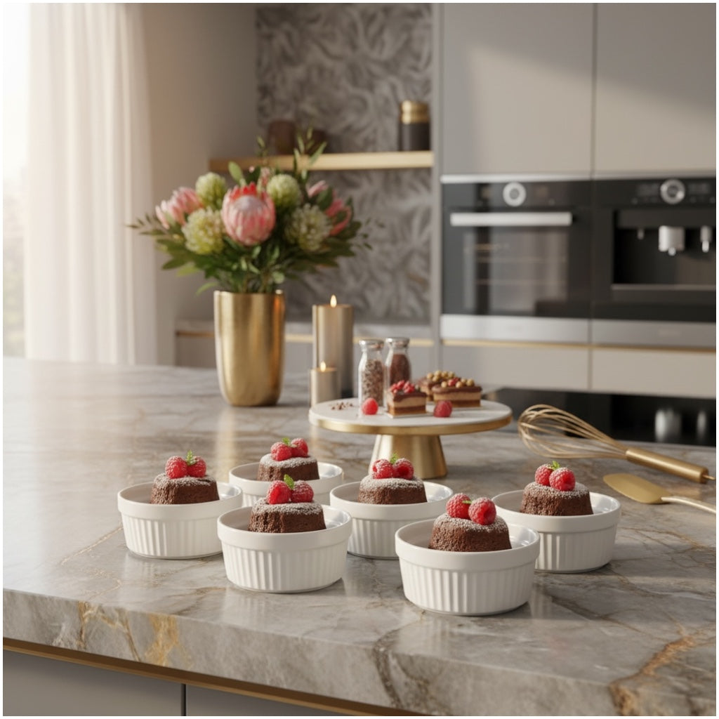 Porcelain Dessert Ramekins Set of 8 – 160ml White Oven-Safe Bowls