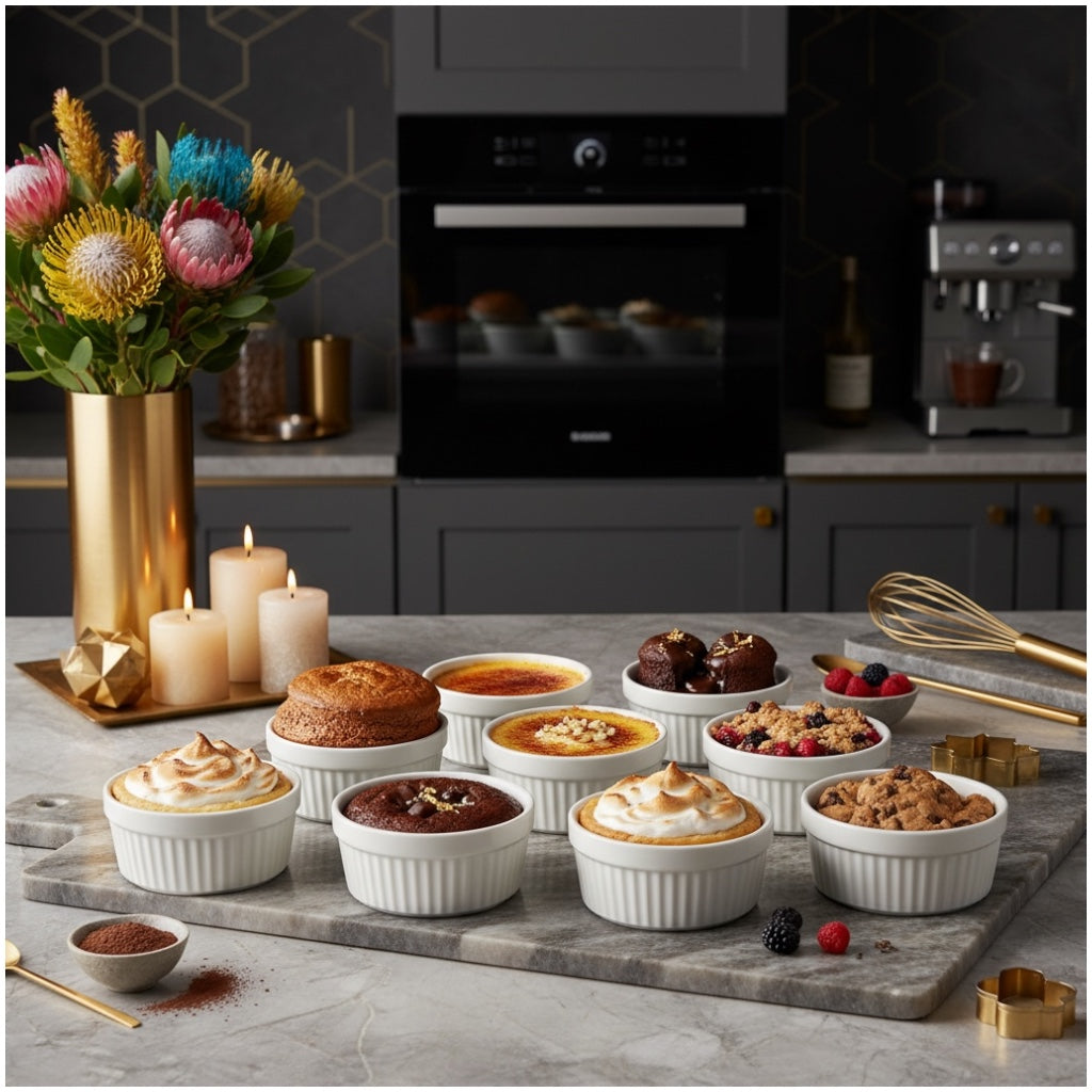 Porcelain Dessert Ramekins Set of 8 – 160ml White Oven-Safe Bowls
