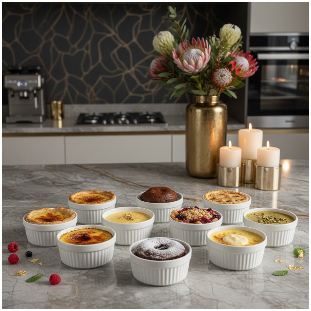 Porcelain Dessert Ramekins Set of 8 – 160ml White Oven-Safe Bowls