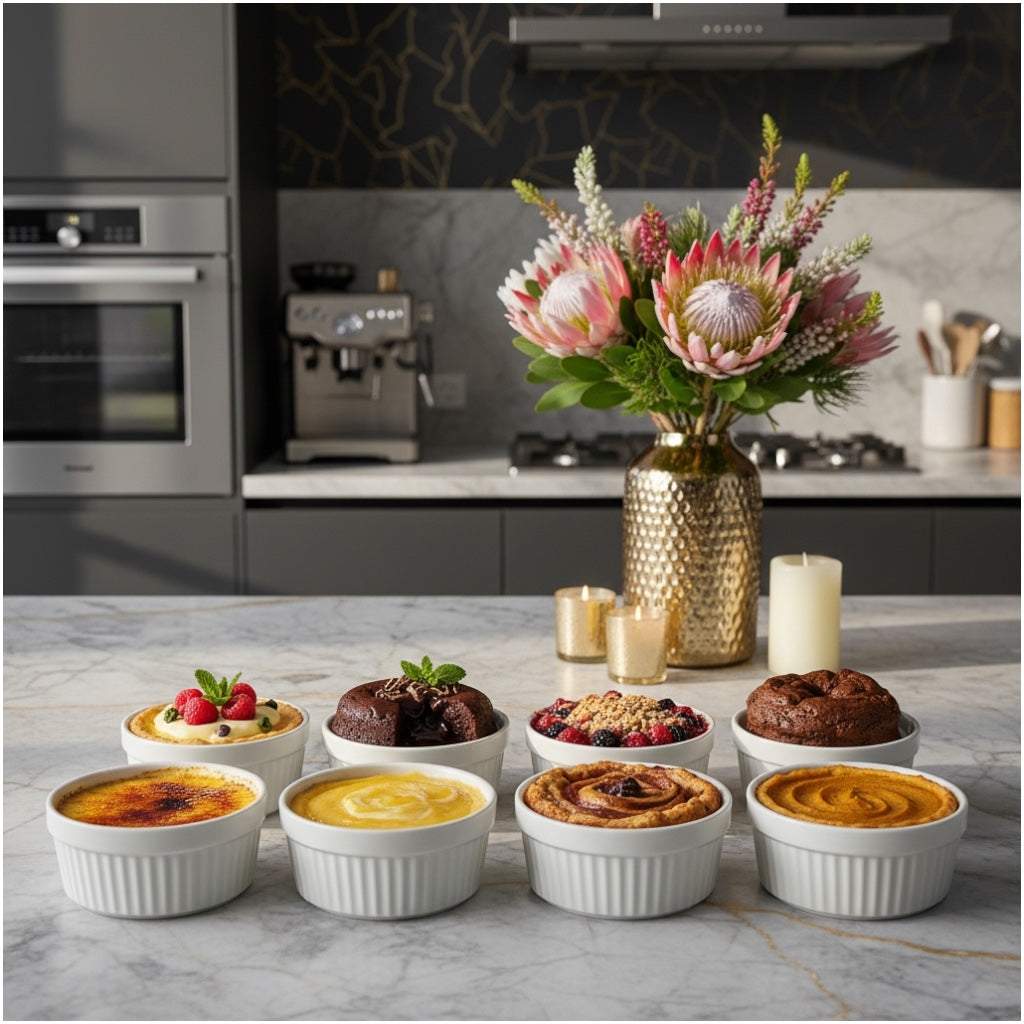 Porcelain Dessert Ramekins Set of 8 – 160ml White Oven-Safe Bowls