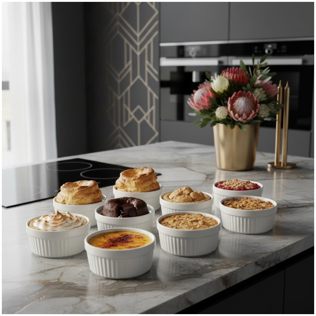 Porcelain Dessert Ramekins Set of 8 – 160ml White Oven-Safe Bowls