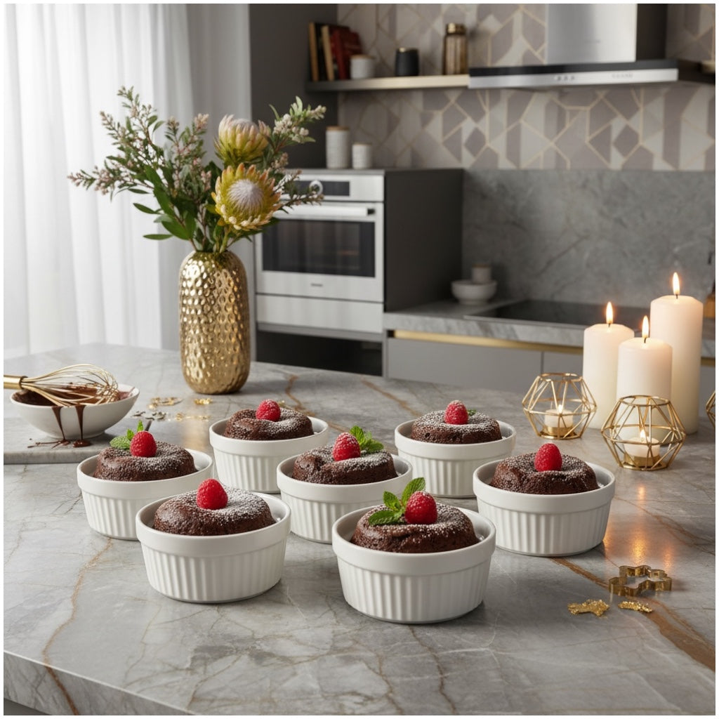 Porcelain Dessert Ramekins Set of 8 – 160ml White Oven-Safe Bowls