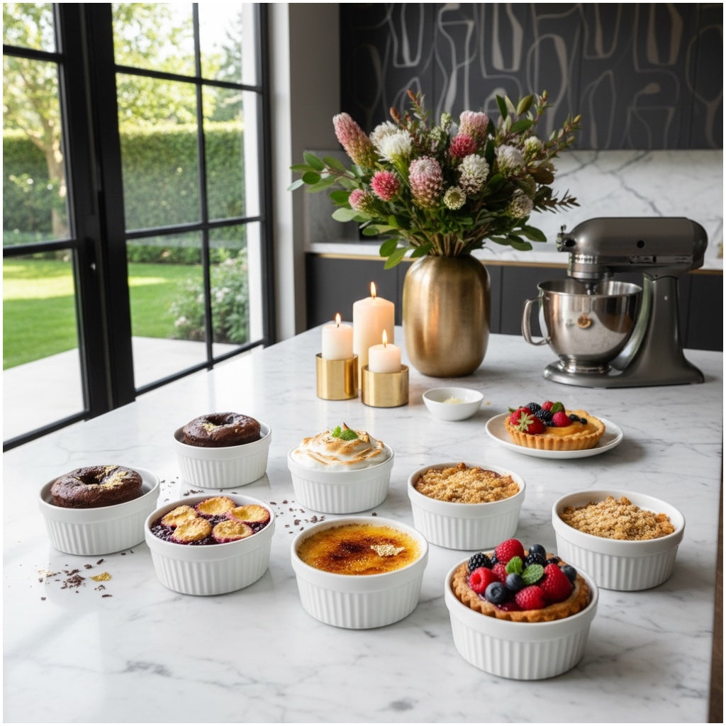Porcelain Dessert Ramekins Set of 8 – 160ml White Oven-Safe Bowls