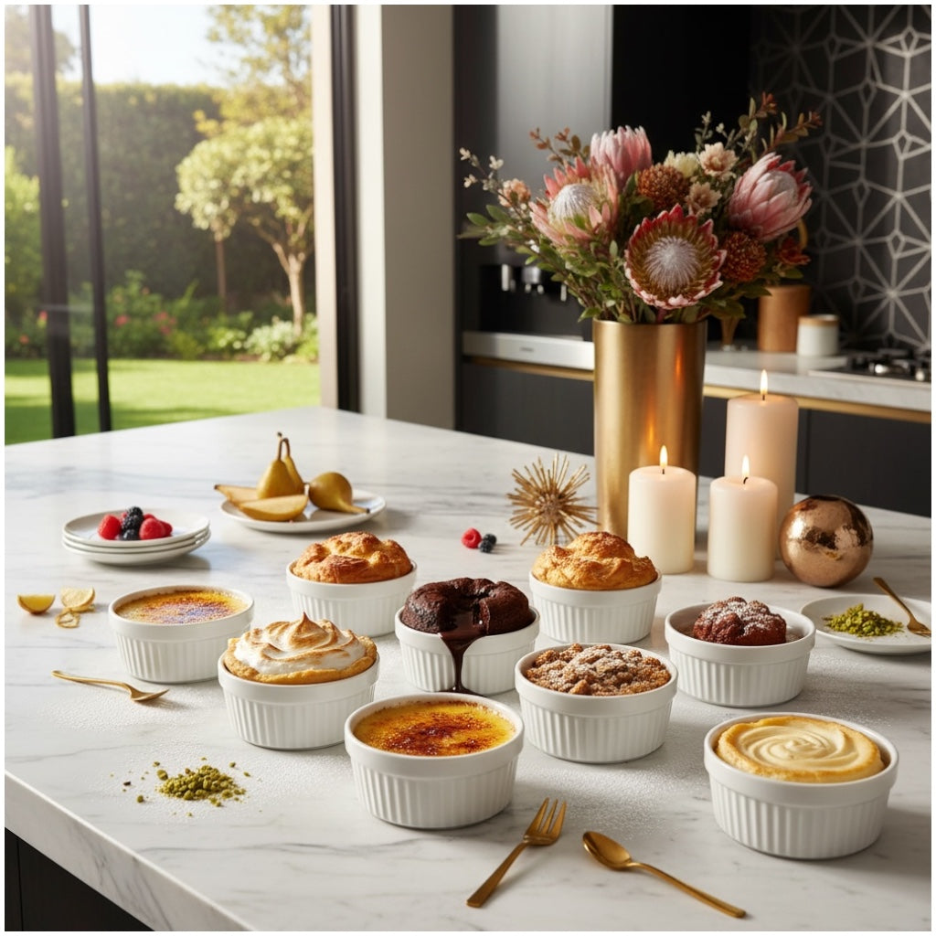 Porcelain Dessert Ramekins Set of 8 – 160ml White Oven-Safe Bowls