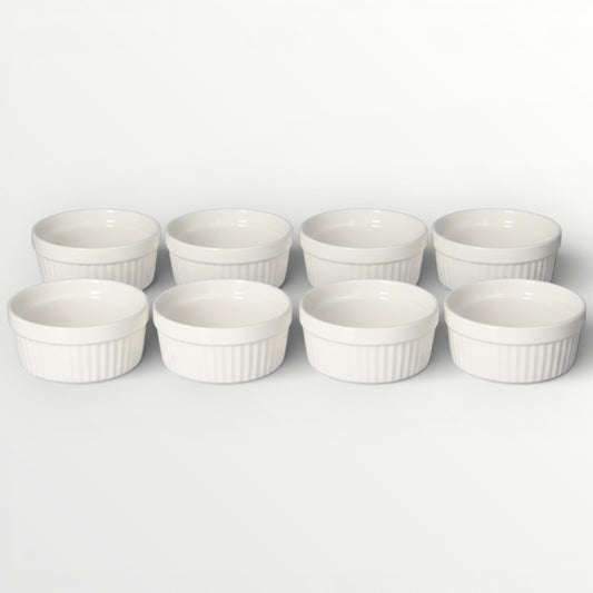 Porcelain Dessert Ramekins Set of 8 – 160ml White Oven-Safe Bowls