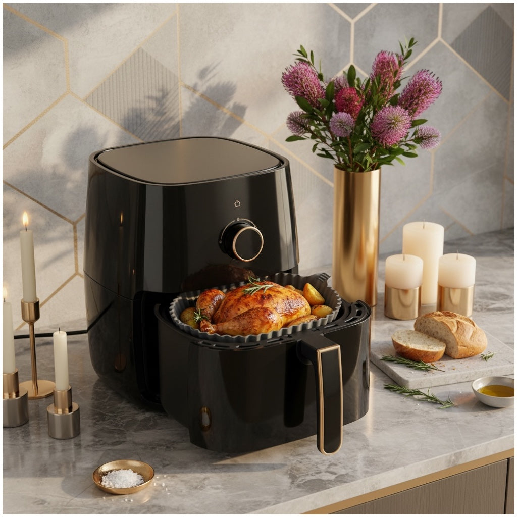 Essential Food Grade Silicone Air Fryer Liner –20cm Reusable Liner (Grey)