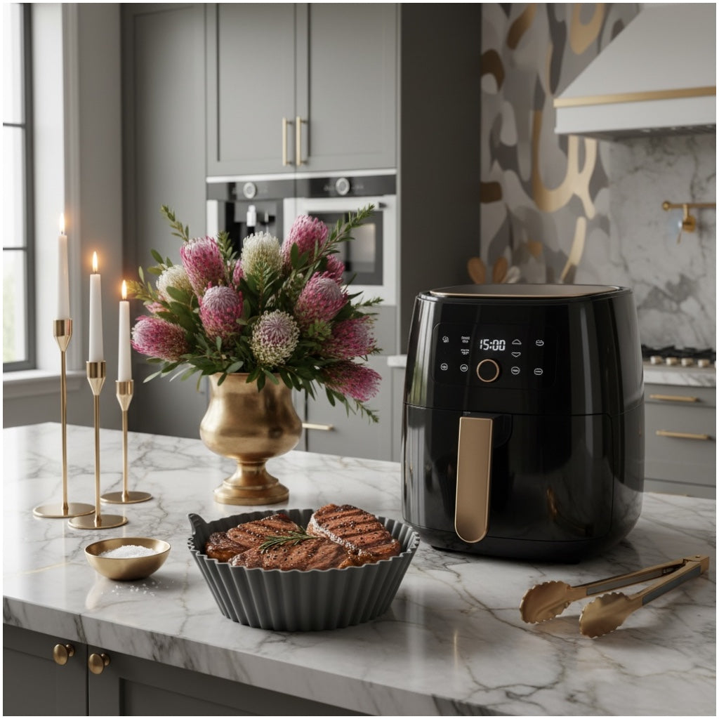 Essential Food Grade Silicone Air Fryer Liner –20cm Reusable Liner (Grey)