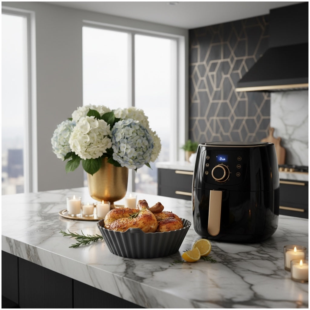 Essential Food Grade Silicone Air Fryer Liner –20cm Reusable Liner (Grey)