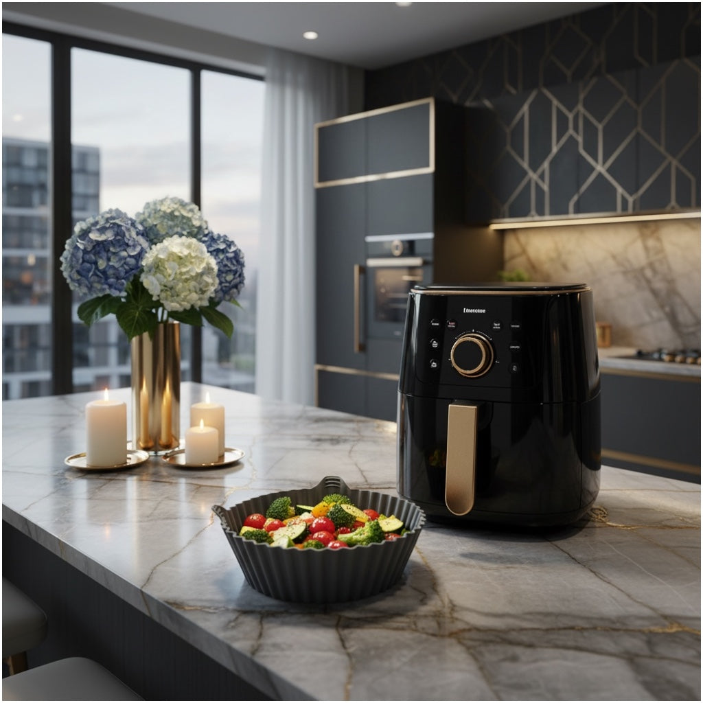 Essential Food Grade Silicone Air Fryer Liner –20cm Reusable Liner (Grey)