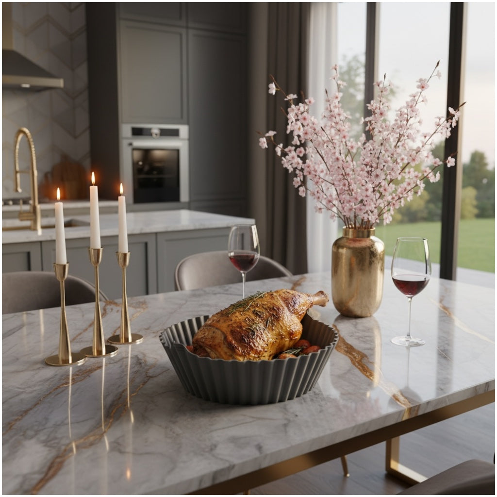 Essential Food Grade Silicone Air Fryer Liner –20cm Reusable Liner (Grey)