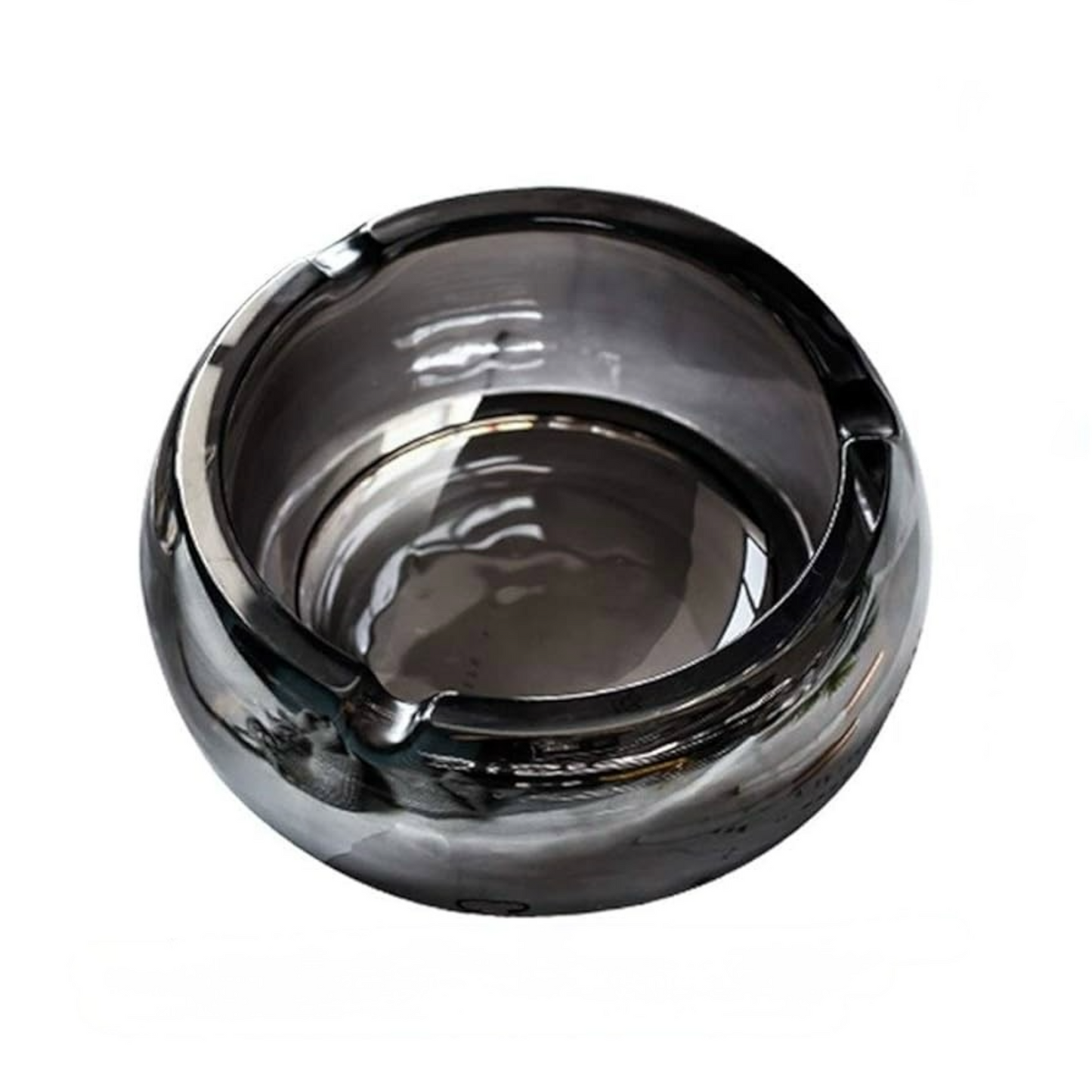 Luxury Reflective Chrome Ashtray – Gun Metal Grey | Modern Design (13cm)