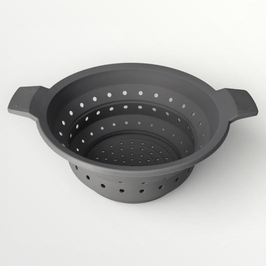 Essential Collapsible Silicone Kitchen Colander- Grey Space-Saving Colander