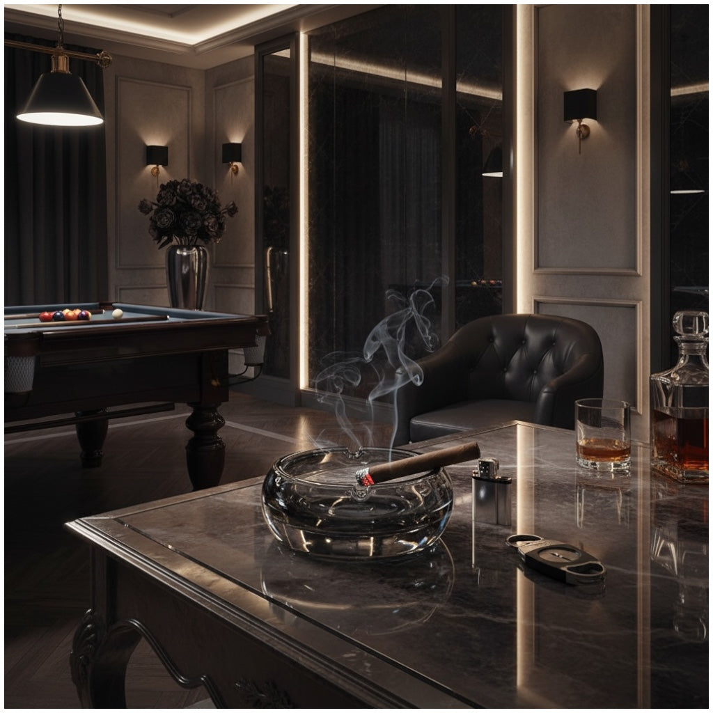 Luxury Reflective Chrome Ashtray – Gun Metal Grey | Modern Design (13cm)