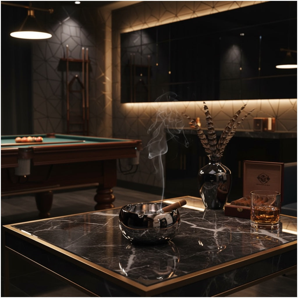 Luxury Reflective Chrome Ashtray – Gun Metal Grey | Modern Design (13cm)