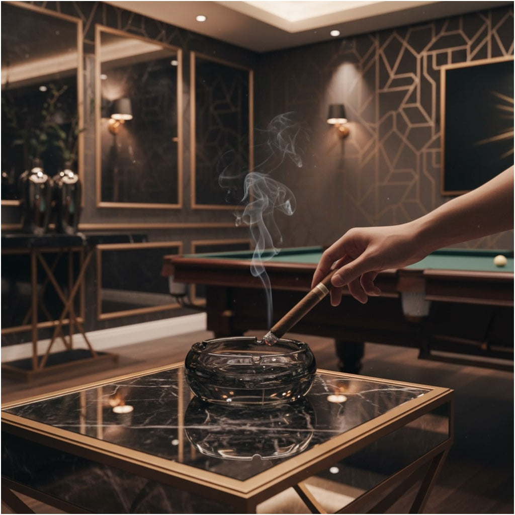Luxury Reflective Chrome Ashtray – Gun Metal Grey | Modern Design (13cm)