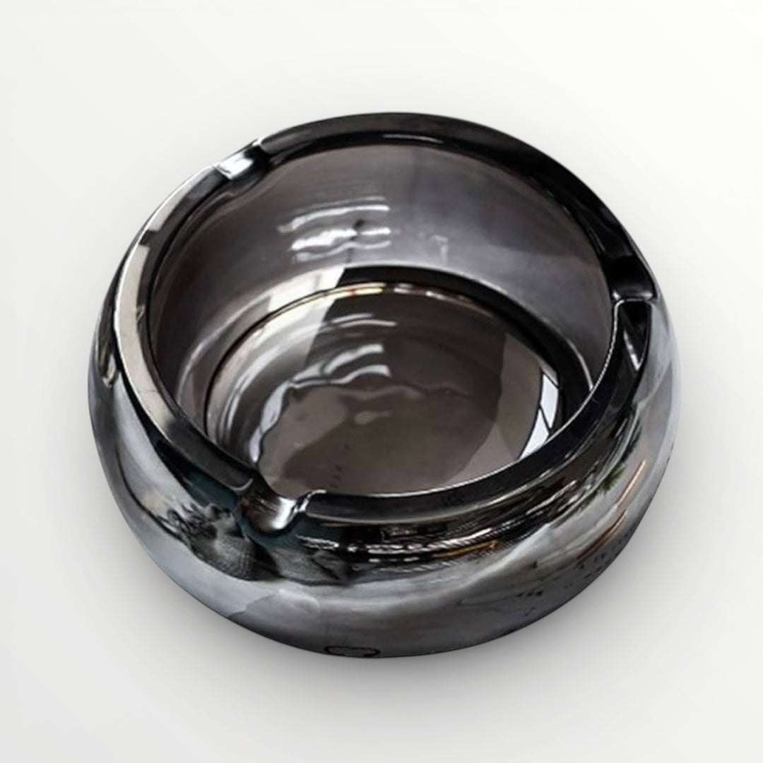 Luxury Reflective Chrome Ashtray – Gun Metal Grey | Modern Design (13cm)