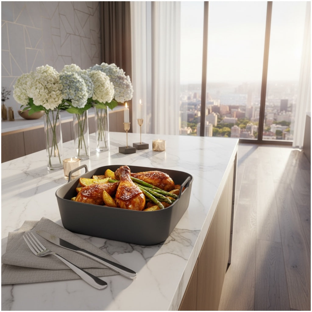 Essential Food Grade Silicone Air Fryer–Non-Stick and Reusable (Grey 19cm)