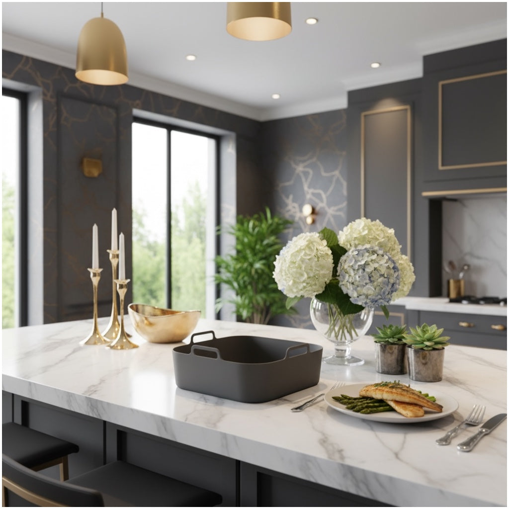 Essential Food Grade Silicone Air Fryer–Non-Stick and Reusable (Grey 19cm)