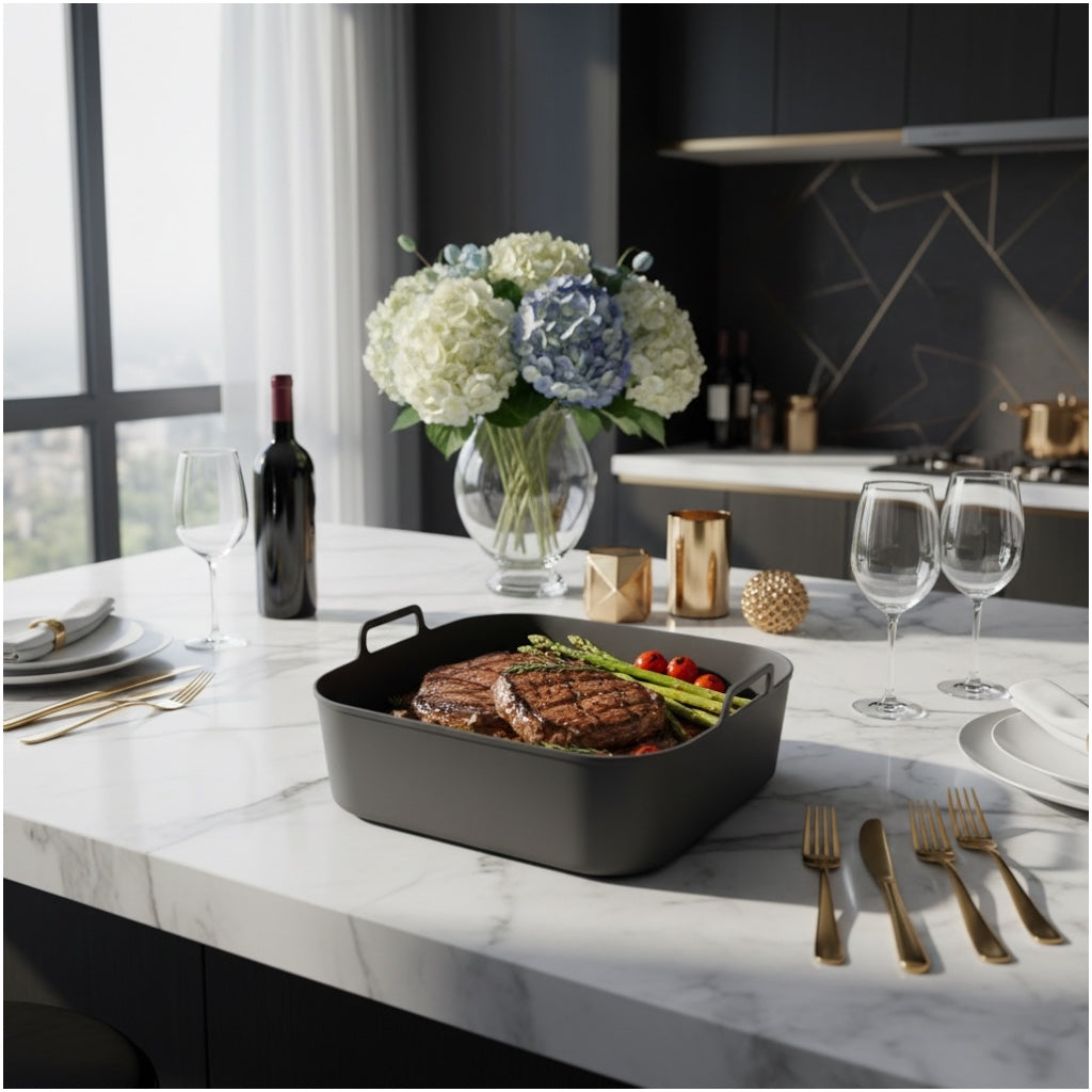 Essential Food Grade Silicone Air Fryer–Non-Stick and Reusable (Grey 19cm)