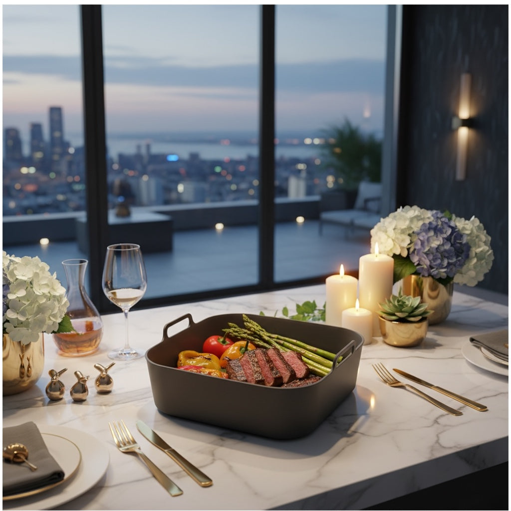 Essential Food Grade Silicone Air Fryer–Non-Stick and Reusable (Grey 19cm)