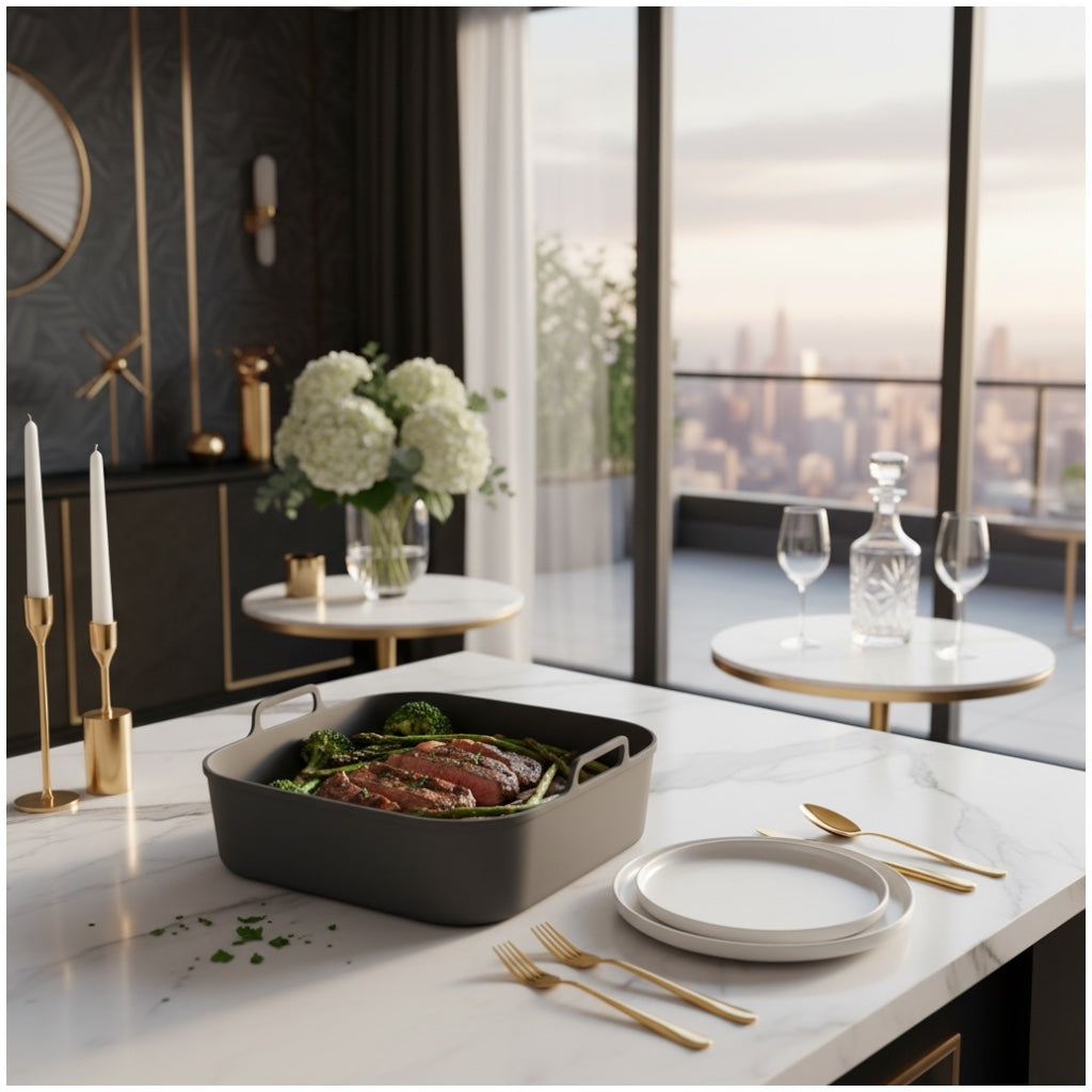 Essential Food Grade Silicone Air Fryer–Non-Stick and Reusable (Grey 19cm)