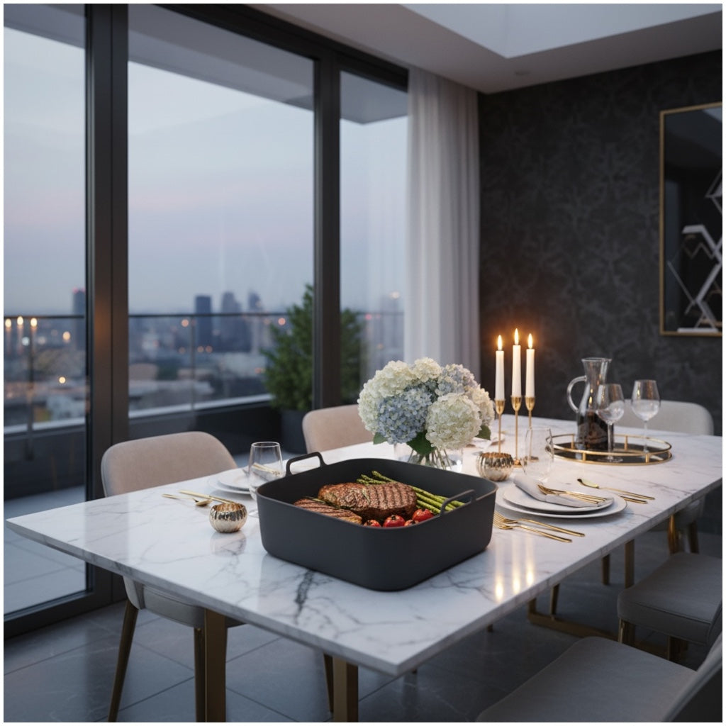 Essential Food Grade Silicone Air Fryer–Non-Stick and Reusable (Grey 19cm)