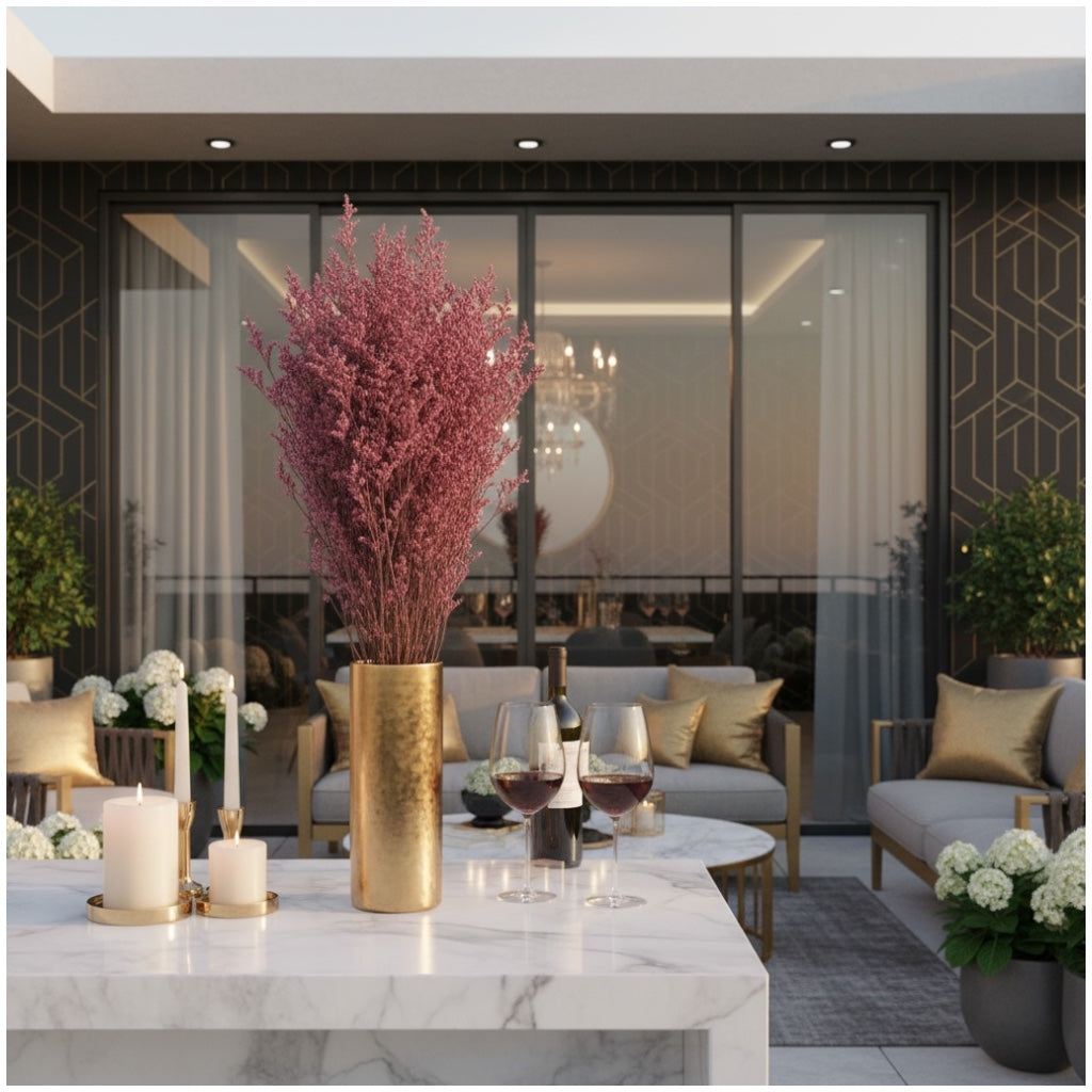 Preserved Elegant Caspia Stems – Dried Natural Floral Bouquet 80cm – Maroon