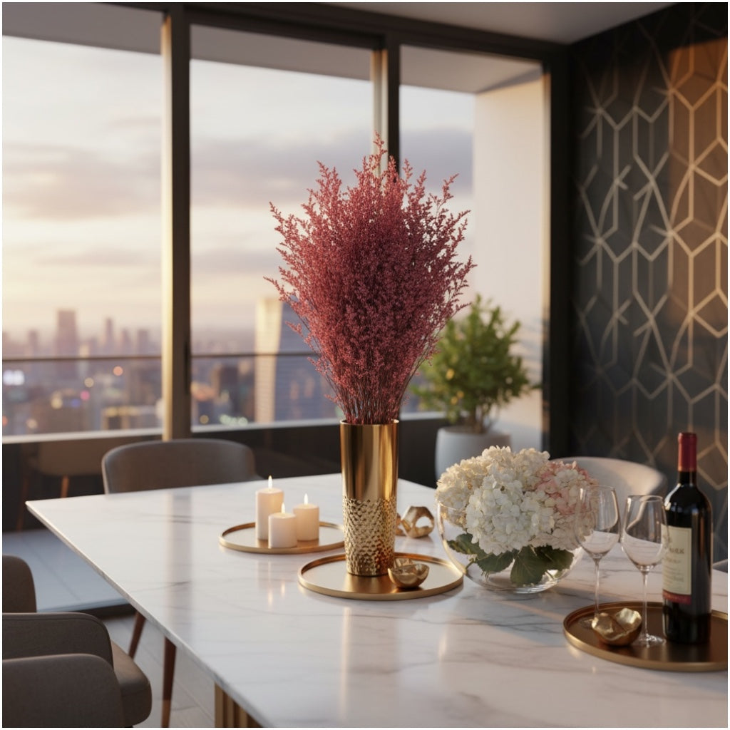 Preserved Elegant Caspia Stems – Dried Natural Floral Bouquet 80cm – Maroon