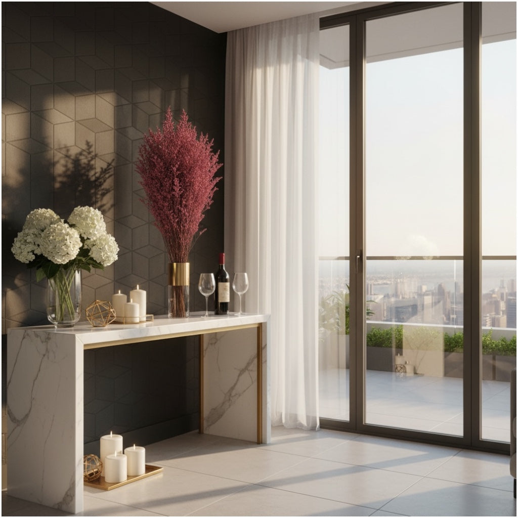 Preserved Elegant Caspia Stems – Dried Natural Floral Bouquet 80cm – Maroon