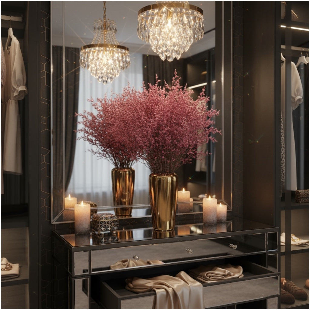 Preserved Elegant Caspia Stems – Dried Natural Floral Bouquet 80cm – Maroon