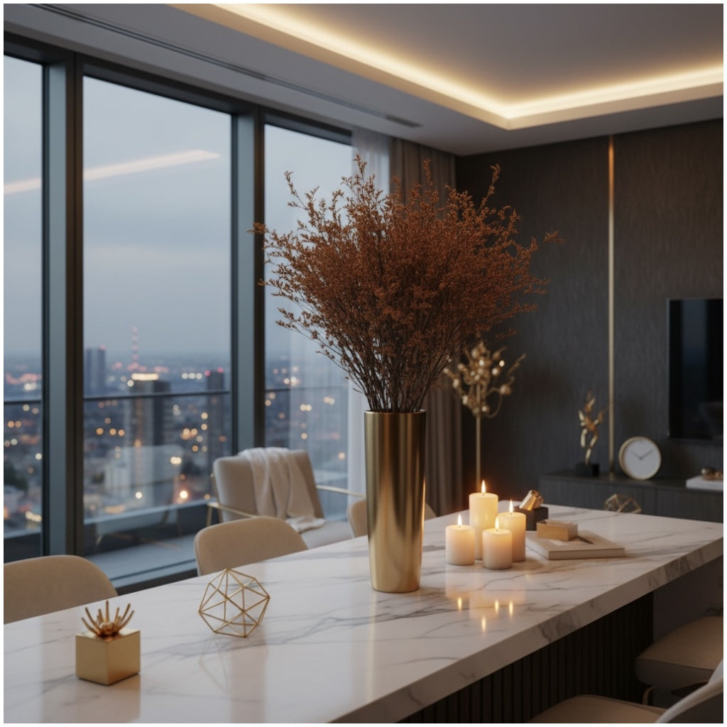 Elegant Preserved Caspia Stems–70cm Decorative Dried Floral Bouquet- Brown