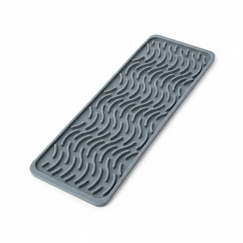 Premium Silicone Drying Mat – Non-Slip Kitchen Grey Dish Mat - 42 x 15 cm