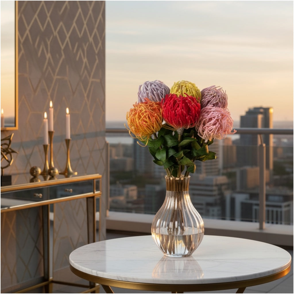 Luxury Artificial Protea Bouquet – Elegant Floral Set of 6 stems