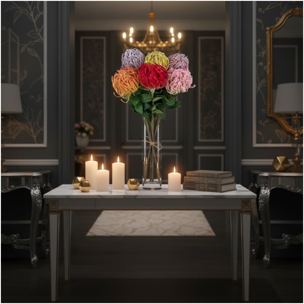 Luxury Artificial Protea Bouquet – Elegant Floral Set of 6 stems