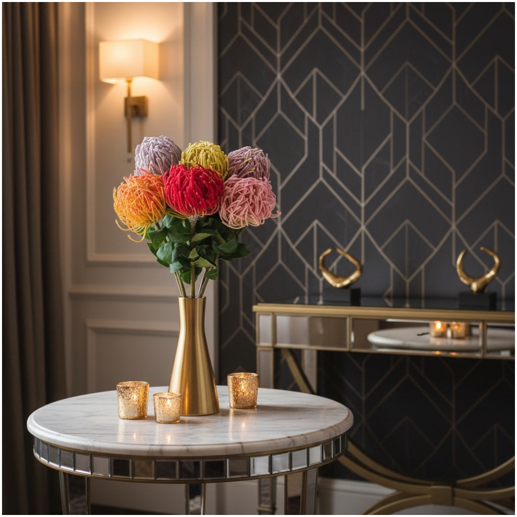 Luxury Artificial Protea Bouquet – Elegant Floral Set of 6 stems