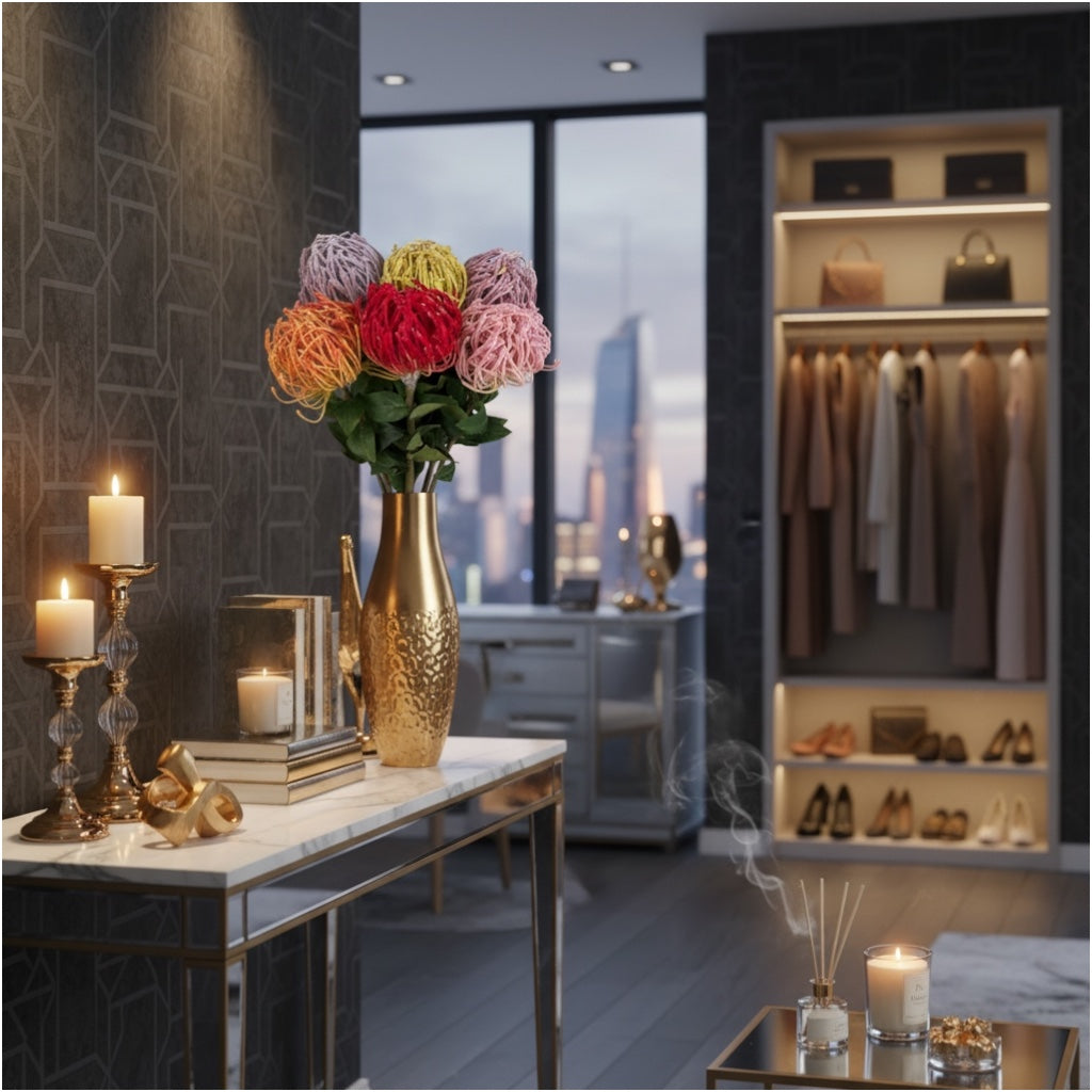 Luxury Artificial Protea Bouquet – Elegant Floral Set of 6 stems