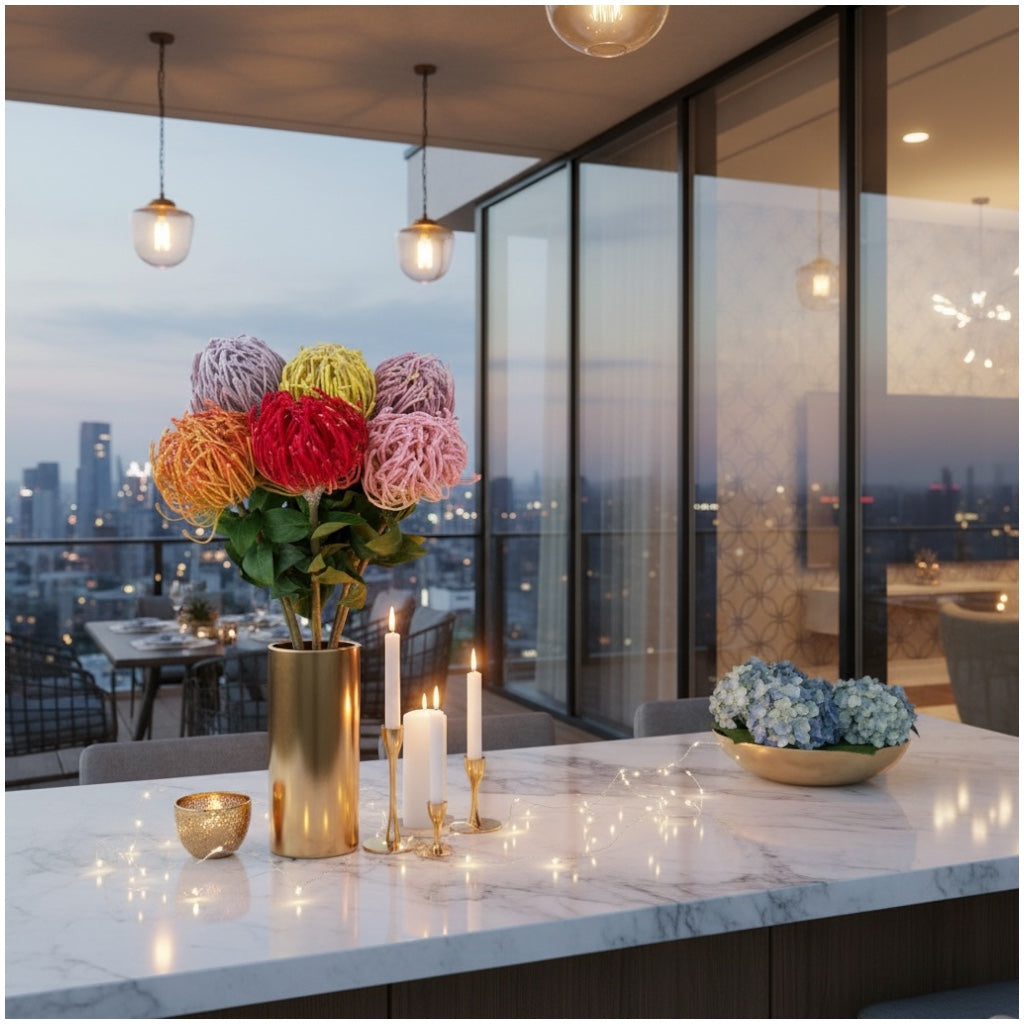 Luxury Artificial Protea Bouquet – Elegant Floral Set of 6 stems