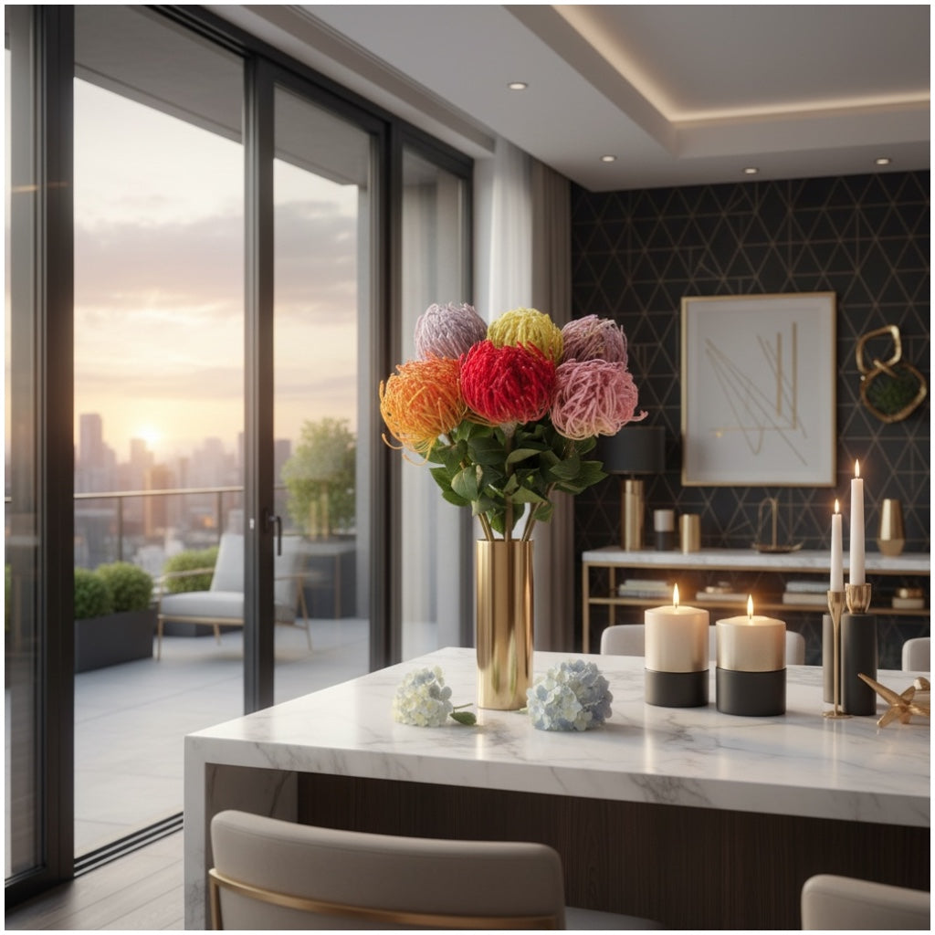 Luxury Artificial Protea Bouquet – Elegant Floral Set of 6 stems