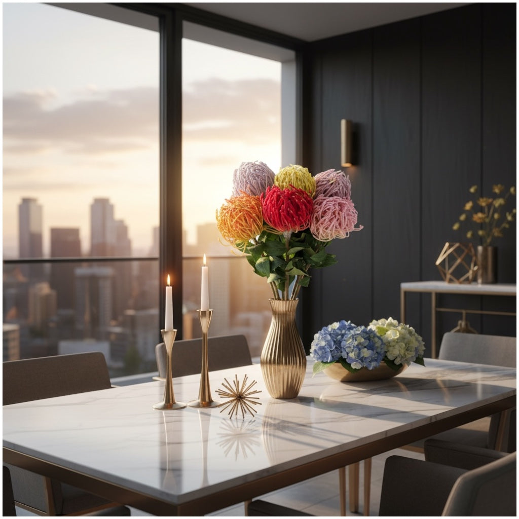 Luxury Artificial Protea Bouquet – Elegant Floral Set of 6 stems