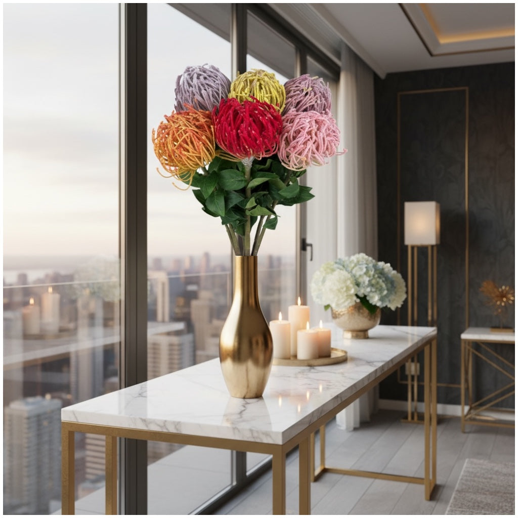 Luxury Artificial Protea Bouquet – Elegant Floral Set of 6 stems